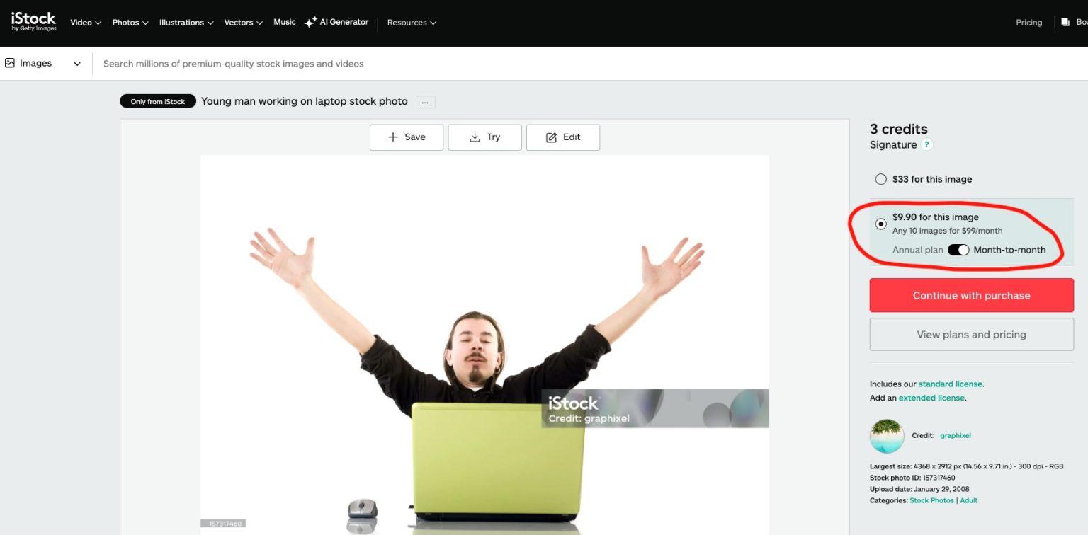 iStock pricing comparison